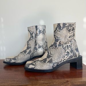 Zara square toe snake skin boots
